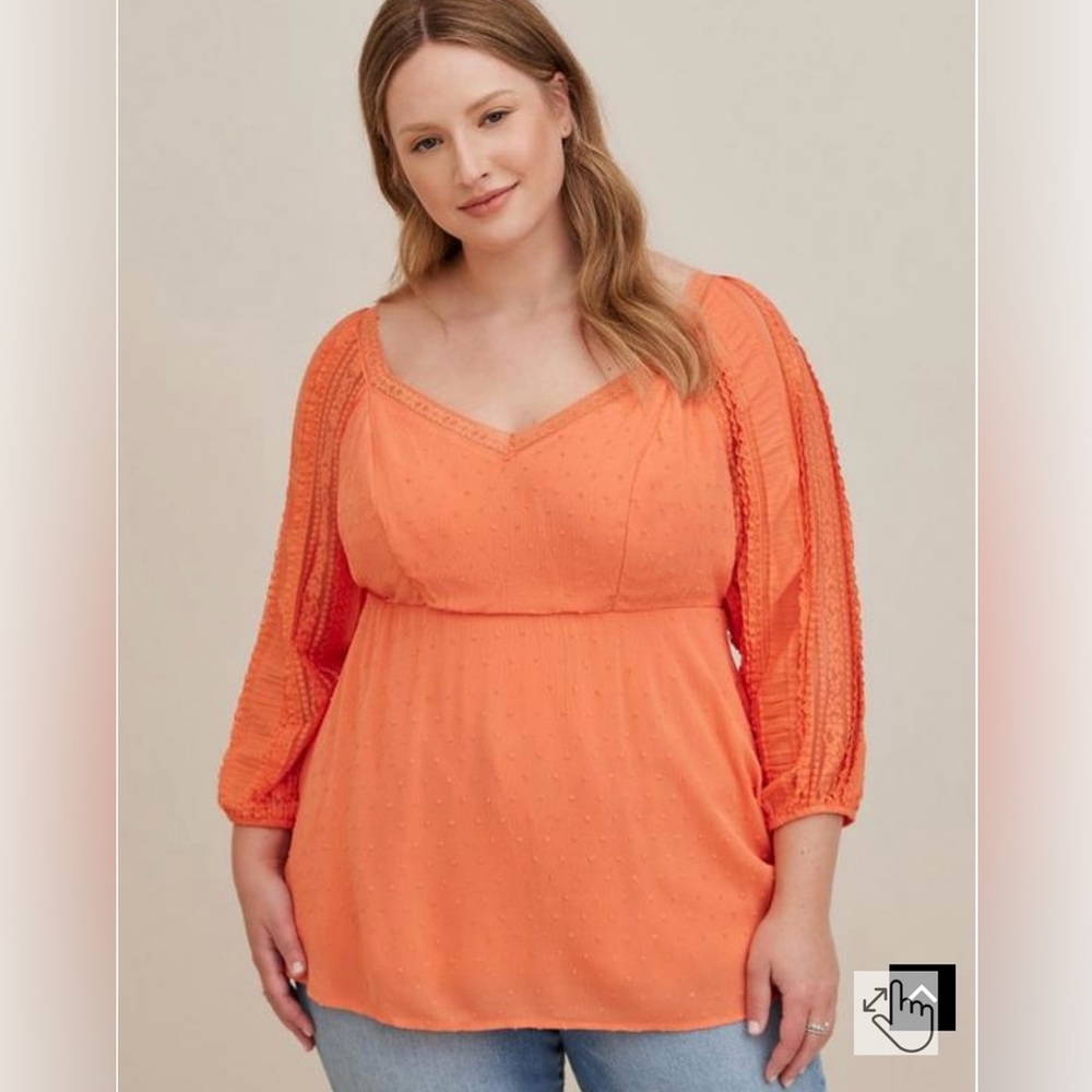 Torrid NWT Peplum Gauze Clip Dot Smocked Back Top size 5